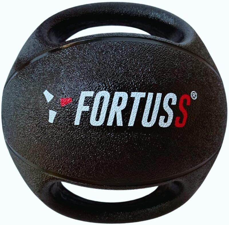 FORTUSS Medicine Ball Dual Grip Handle 3 KG, Exercise Weighted Med Ball with Handles for Abs, Strength Training & Core Balance Workout